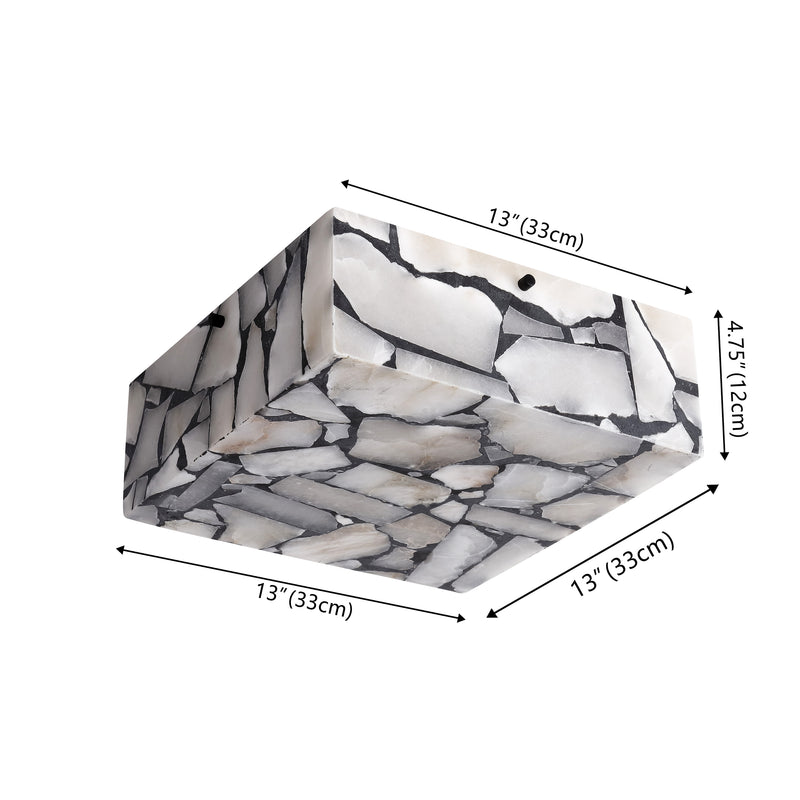 Giulia 13" 2-Light Modern Contemporary Alabaster/Iron Square LED Flush Mount