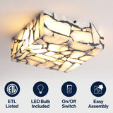 Giulia 13" 2-Light Modern Contemporary Alabaster/Iron Square LED Flush Mount