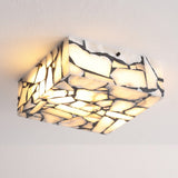 Giulia 13" 2-Light Modern Contemporary Alabaster/Iron Square LED Flush Mount