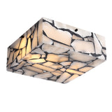 Giulia 13" 2-Light Modern Contemporary Alabaster/Iron Square LED Flush Mount