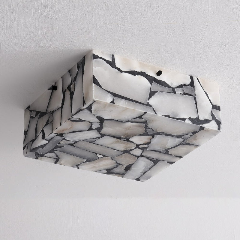 Giulia 13" 2-Light Modern Contemporary Alabaster/Iron Square LED Flush Mount