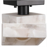 Alessia 1-Light Modern Contemporary Alabaster/Iron Cube LED Semi Flush Mount