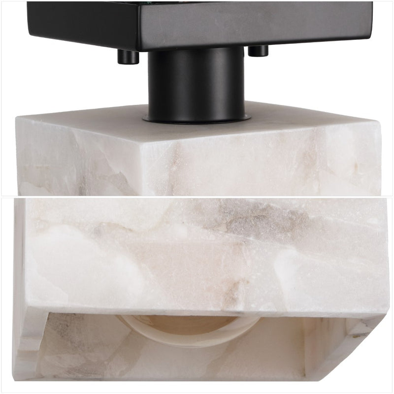 Alessia 1-Light Modern Contemporary Alabaster/Iron Cube LED Semi Flush Mount