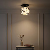 Alessia 1-Light Modern Contemporary Alabaster/Iron Cube LED Semi Flush Mount White and Black Marbling/Black / 5'' – AI-ON