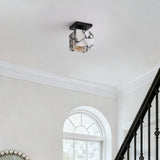 Alessia 1-Light Modern Contemporary Alabaster/Iron Cube LED Semi Flush Mount