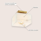 Alessia 1-Light Modern Contemporary Alabaster/Iron Cube LED Semi Flush Mount