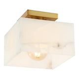 Alessia 1-Light Modern Contemporary Alabaster/Iron Cube LED Semi Flush Mount