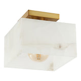 Alessia 1-Light Modern Contemporary Alabaster/Iron Cube LED Semi Flush Mount