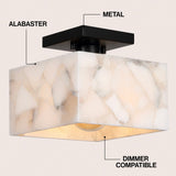 Alessia 1-Light Modern Contemporary Alabaster/Iron Cube LED Semi Flush Mount