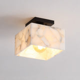 Alessia 1-Light Modern Contemporary Alabaster/Iron Cube LED Semi Flush Mount