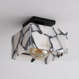 Alessia 1-Light Modern Contemporary Alabaster/Iron Cube LED Semi Flush Mount
