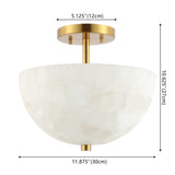 Celine 11.88" 2-Light Modern Contemporary Alabaster/Iron Inverted Dome LED Semi Flush Mount