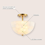 Celine 11.88" 2-Light Modern Contemporary Alabaster/Iron Inverted Dome LED Semi Flush Mount