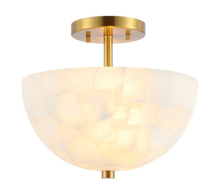 Celine 11.88" 2-Light Modern Contemporary Alabaster/Iron Inverted Dome LED Semi Flush Mount