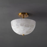 Celine 11.88" 2-Light Modern Contemporary Alabaster/Iron Inverted Dome LED Semi Flush Mount
