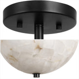 Celine 11.88" 2-Light Modern Contemporary Alabaster/Iron Inverted Dome LED Semi Flush Mount