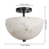 Celine 11.88" 2-Light Modern Contemporary Alabaster/Iron Inverted Dome LED Semi Flush Mount
