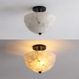 Celine 11.88" 2-Light Modern Contemporary Alabaster/Iron Inverted Dome LED Semi Flush Mount