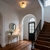 Celine 11.88" 2-Light Modern Contemporary Alabaster/Iron Inverted Dome LED Semi Flush Mount