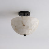 Celine 11.88" 2-Light Modern Contemporary Alabaster/Iron Inverted Dome LED Semi Flush Mount