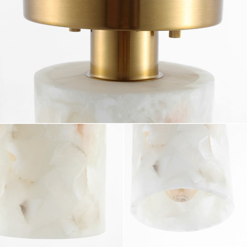Jules 5.13" 1-Light Modern Contemporary Alabaster/Iron Cylinder LED Semi Flush Mount