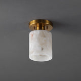 Jules 5.13" 1-Light Modern Contemporary Alabaster/Iron Cylinder LED Semi Flush Mount