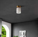 Jules 5.13" 1-Light Modern Contemporary Alabaster/Iron Cylinder LED Semi Flush Mount