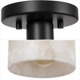 Jules 5.13" 1-Light Modern Contemporary Alabaster/Iron Cylinder LED Semi Flush Mount