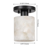 Jules 5.13" 1-Light Modern Contemporary Alabaster/Iron Cylinder LED Semi Flush Mount