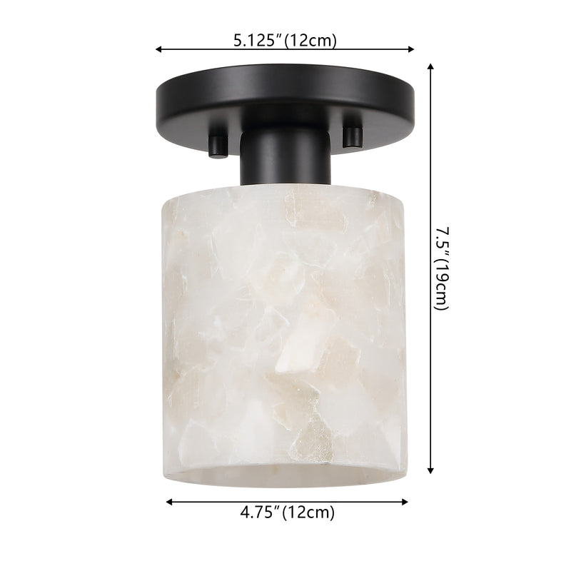 Jules 5.13" 1-Light Modern Contemporary Alabaster/Iron Cylinder LED Semi Flush Mount