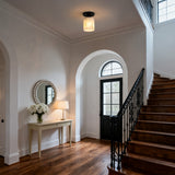 Jules 5.13" 1-Light Modern Contemporary Alabaster/Iron Cylinder LED Semi Flush Mount