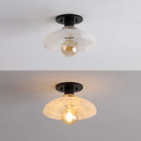 Amara 10" 1-Light Mid-Century Classic Alabaster/Iron LED Semi Flush Mount