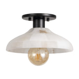 Amara 10" 1-Light Mid-Century Classic Alabaster/Iron LED Semi Flush Mount
