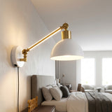 Lisa 18" Swing Arm Modern Midcentury Iron USB Charging Port LED Sconce White/Brass Gold – MAIN-ROOM