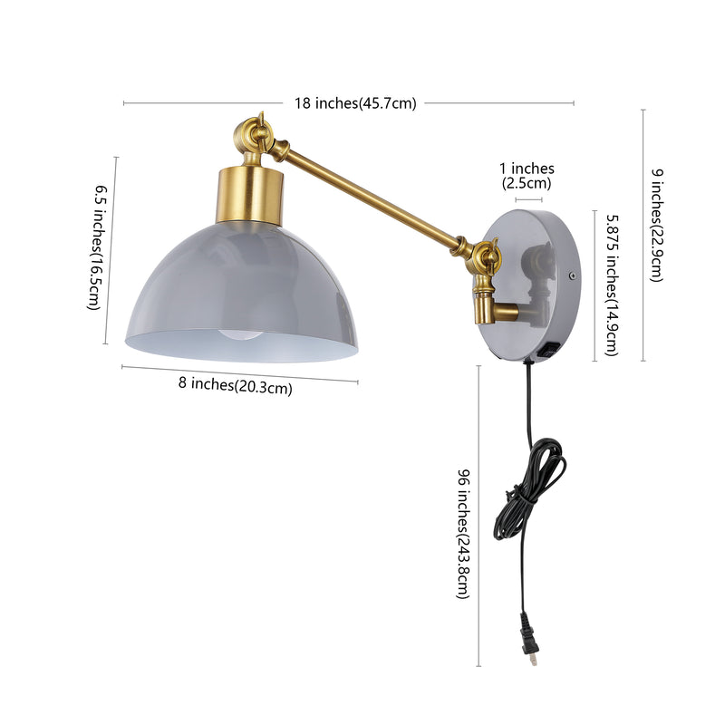 Lisa 18" Swing Arm Modern Midcentury Iron USB Charging Port LED Sconce - JONATHAN Y