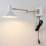 Hygge 16" Swing Arm Modern Midcentury Iron USB Charging Port LED Sconce White/Brass Gold – MAIN-ROOM