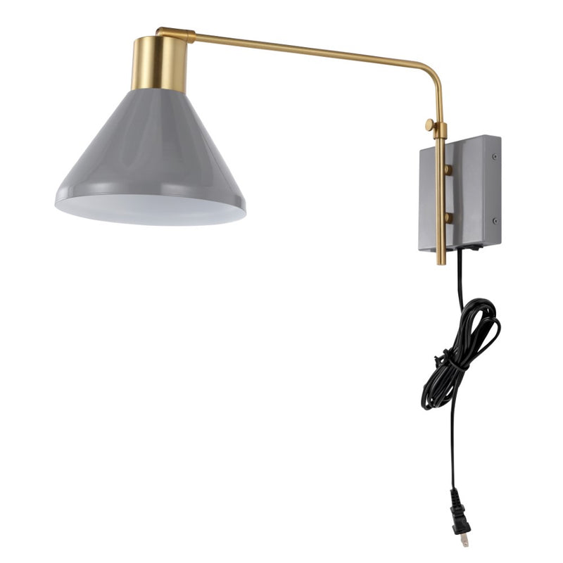 Max 20.5" Swing Arm Modern Midcentury Iron USB Charging Port LED Sconce - JONATHAN Y