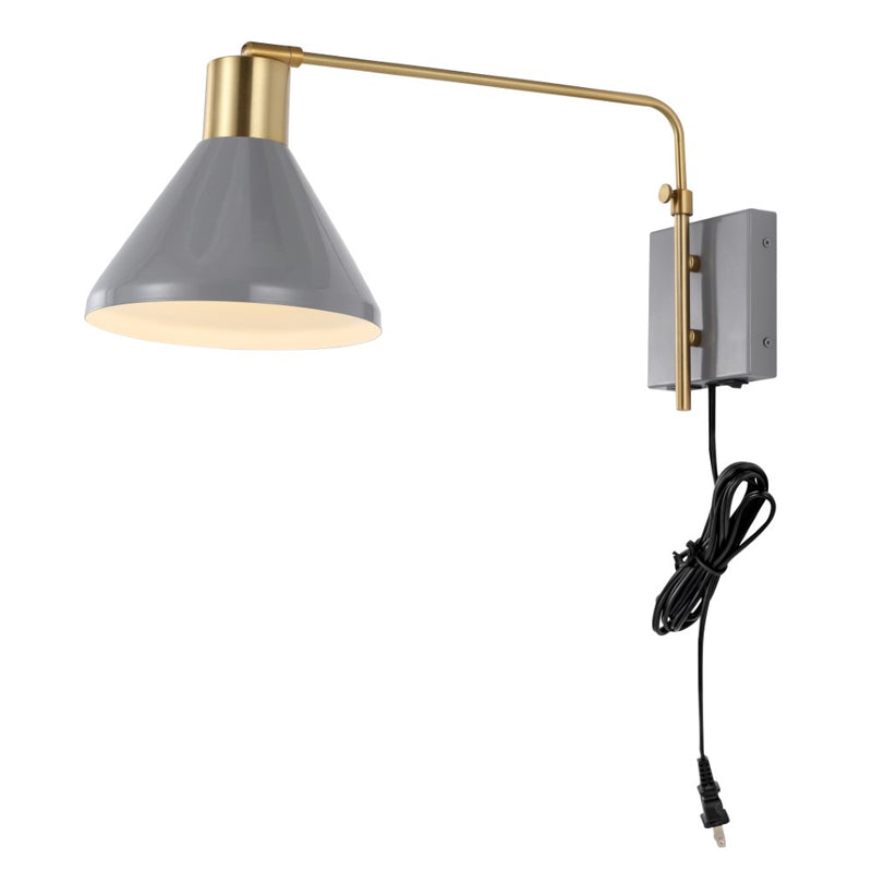 Max 20.5" Swing Arm Modern Midcentury Iron USB Charging Port LED Sconce - JONATHAN Y