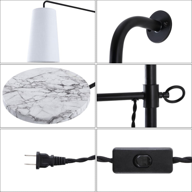 Andre 11.5" Contemporary Industrial Iron Plug-In with Adjustable White Marble Table LED Sconce - JONATHAN Y