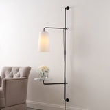 Andre 11.5" Contemporary Industrial Iron Plug-In with Adjustable White Marble Table LED Sconce - JONATHAN Y
