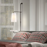 Andre 11.5" Contemporary Industrial Iron Plug-In with Adjustable White Marble Table LED Sconce - JONATHAN Y