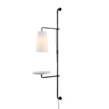 Andre 11.5" Contemporary Industrial Iron Plug-In with Adjustable White Marble Table LED Sconce - JONATHAN Y