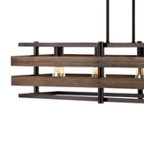 Horizon 34" Rustic Farmhouse Iron Linear LED Pendant - JONATHAN Y