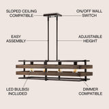 Horizon 34" Rustic Farmhouse Iron Linear LED Pendant - JONATHAN Y