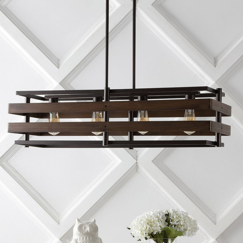 Horizon 34" Rustic Farmhouse Iron Linear LED Pendant - JONATHAN Y