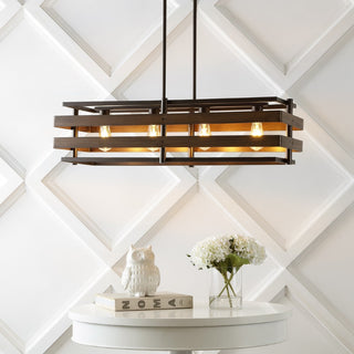 Horizon 34" Rustic Farmhouse Iron Linear LED Pendant - JONATHAN Y