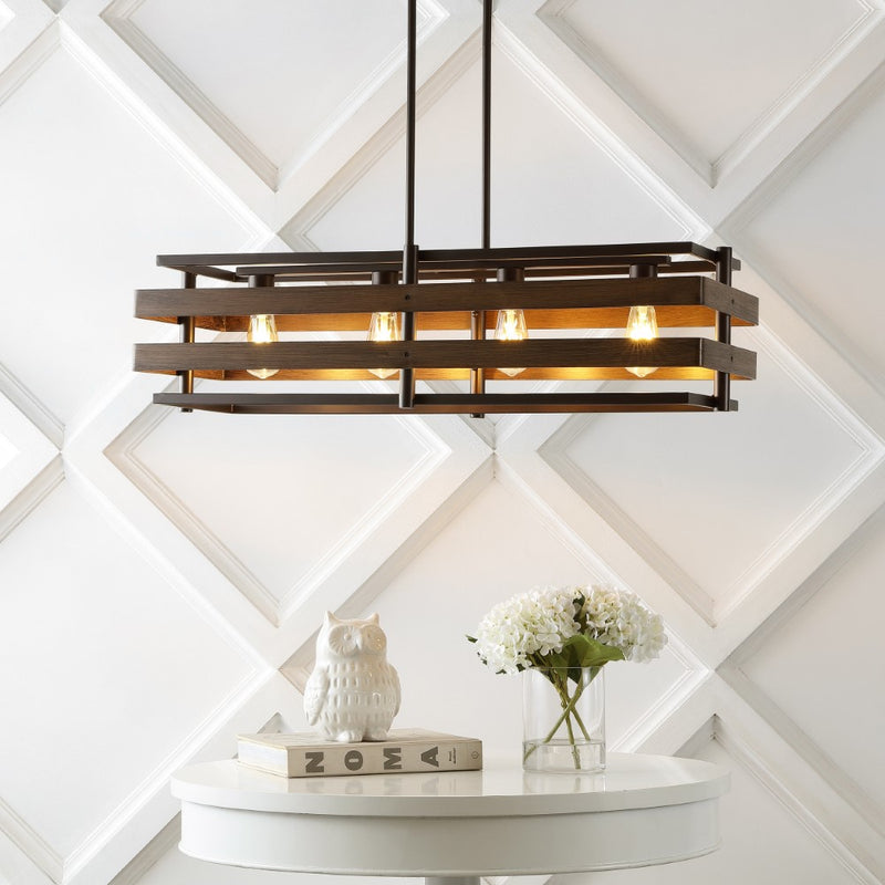 Horizon 34" Rustic Farmhouse Iron Linear LED Pendant - JONATHAN Y
