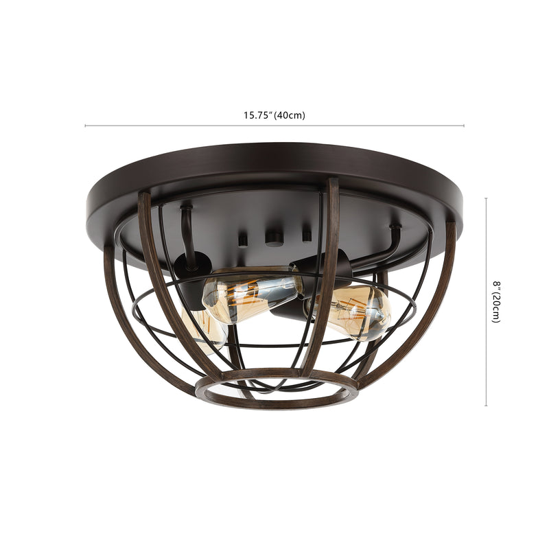 Lyla 15.75" Rustic Farmhouse Iron LED Flush Mount - JONATHAN Y