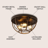 Lyla 15.75" Rustic Farmhouse Iron LED Flush Mount - JONATHAN Y