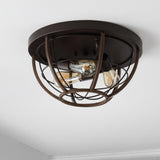 Lyla 15.75" Rustic Farmhouse Iron LED Flush Mount - JONATHAN Y